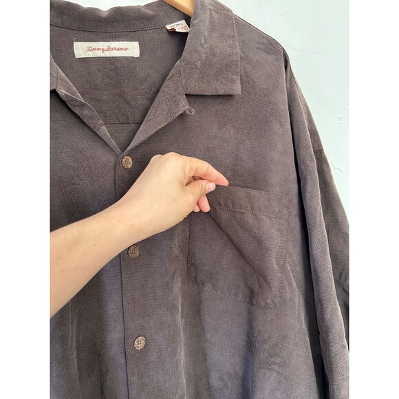 Tommy Bahama Men's Silk Button Down Shirt XXL Brown Plugged Into Paradise - Picture 4 of 12